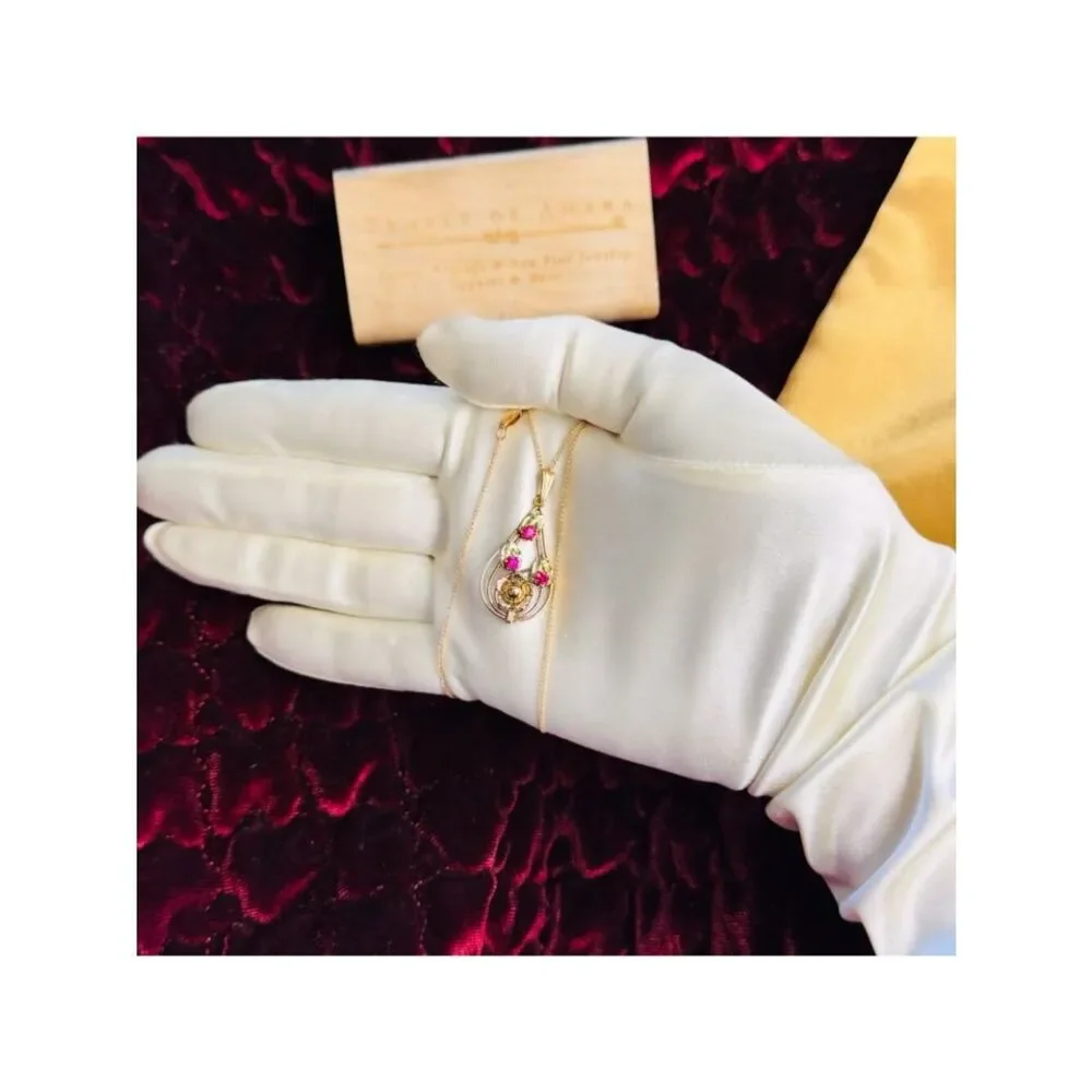 ANTIQUE -10K Gold -Art Nouveau -Ruby Necklace -17